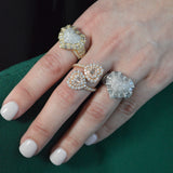 1.45ct  Diamond 14K Gold Pave Heart Statement Ring