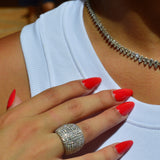 3.65ct Diamond 18K Gold Large Pave Dome Ring