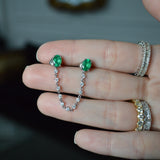 1.83ct Diamond Emerald 18K Gold Oval Chain Link Earrings