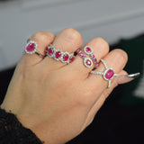 1.15ct Diamond Ruby 18K Gold Halo Ring
