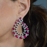 25.66ct Diamond Ruby 18K Gold Statement Earrings