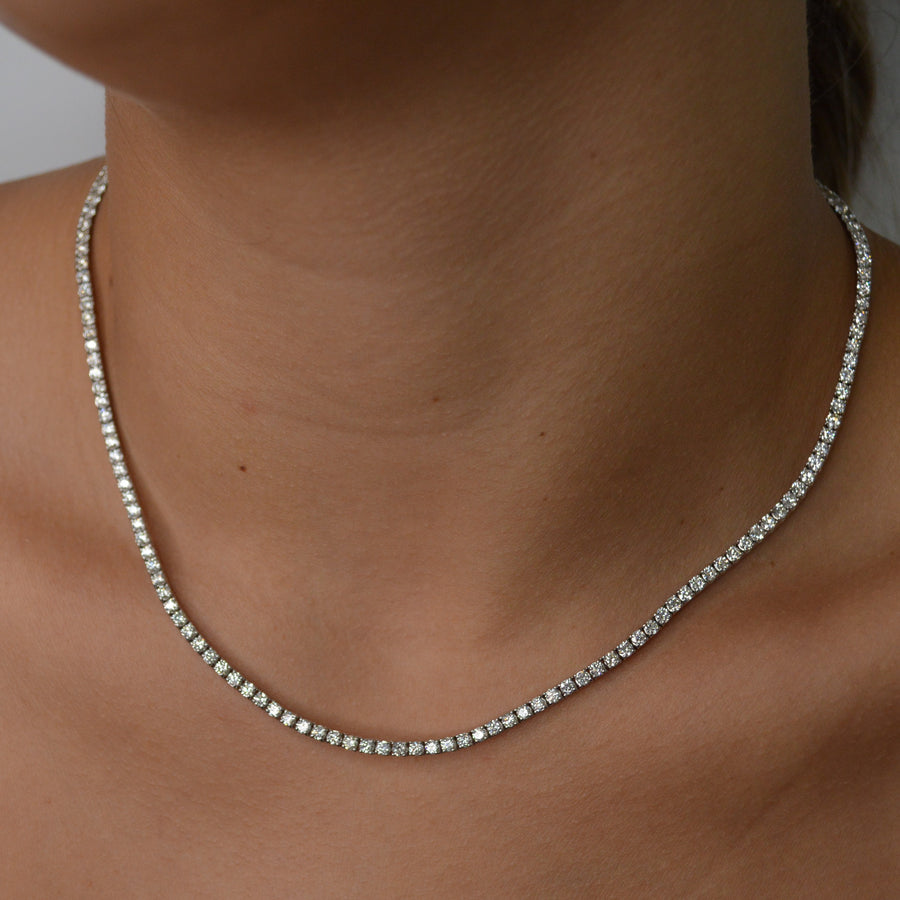 10.50cts Diamond 14K Gold Classic Tennis Necklace