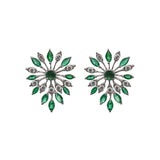 1.75ct Diamond Emerald 18K Gold Flower Earrings