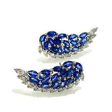 3.54ct Diamond Sapphire 18K Gold Wing Climber Earrings