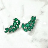 2.71ct Emerald 18K Gold Cluster Climber Earrings