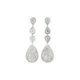 12.04ct Diamond 18K Gold Cluster Tear Drop Earrings