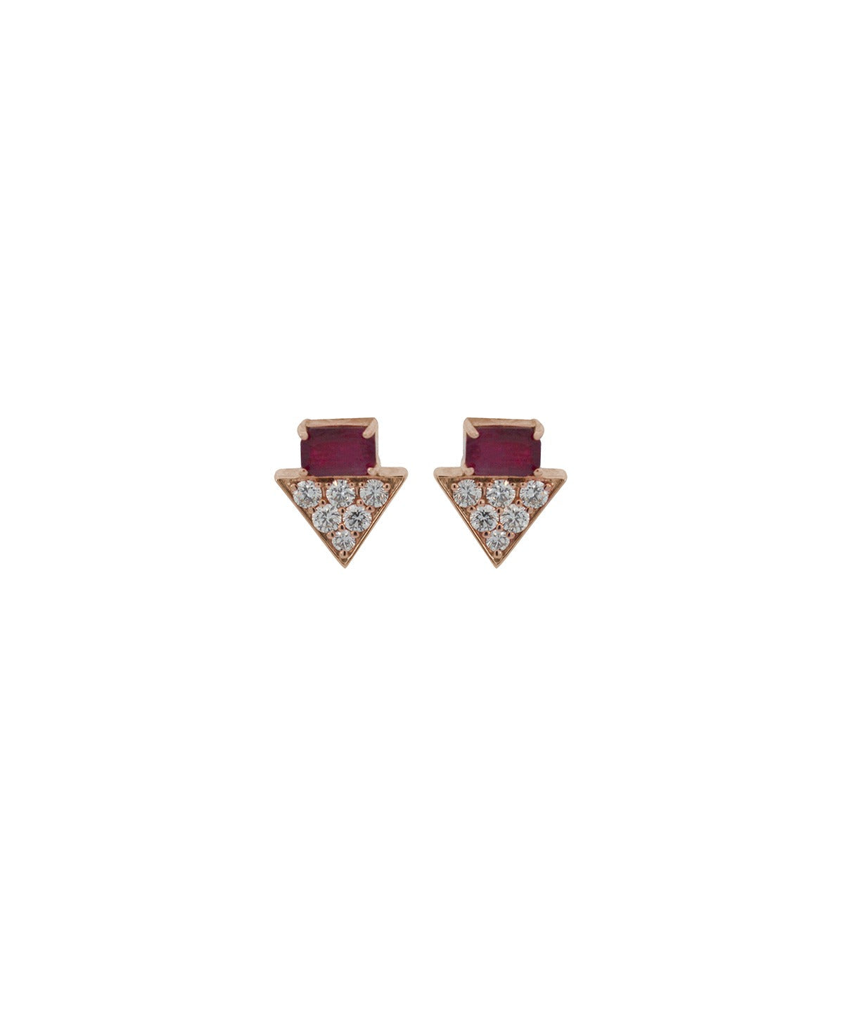 1.82ct Diamond Ruby 14K Gold Stud Earrings