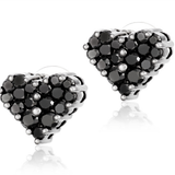 1.04ct Black Diamond 18K Gold Pave Heart Stud Earrings