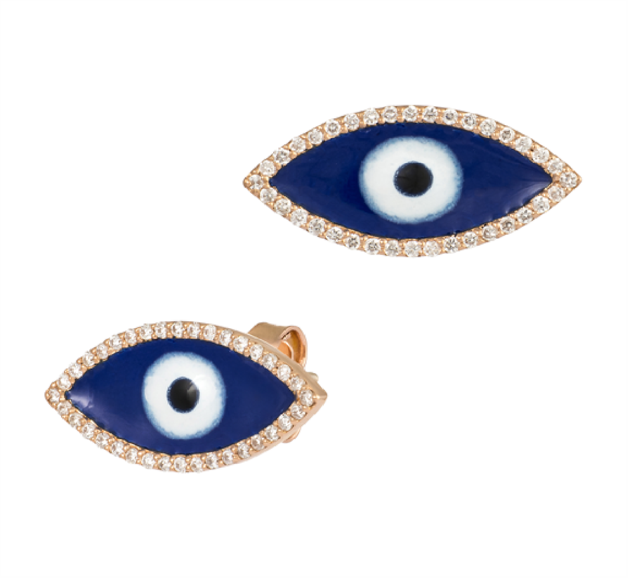 0.35ct Diamond 18K Gold Evil Eye Earrings