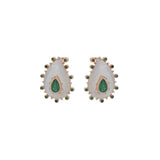 6.95ct Emerald Mother Of Pearl 14K Gold Paisley Earrings