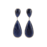 61.94ct Diamond Sapphire 18K Gold Teardrop Earrings