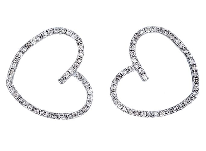 1.00ct Diamond 18K Gold Open Heart Earrings