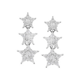 2.14ct Diamond 18K Gold Invisible Set Graduated Stars Shaped Earrings