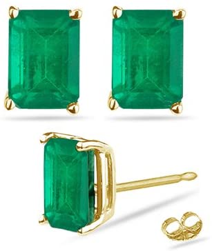 1.00ct Emerald 14K Gold Stud Earrings