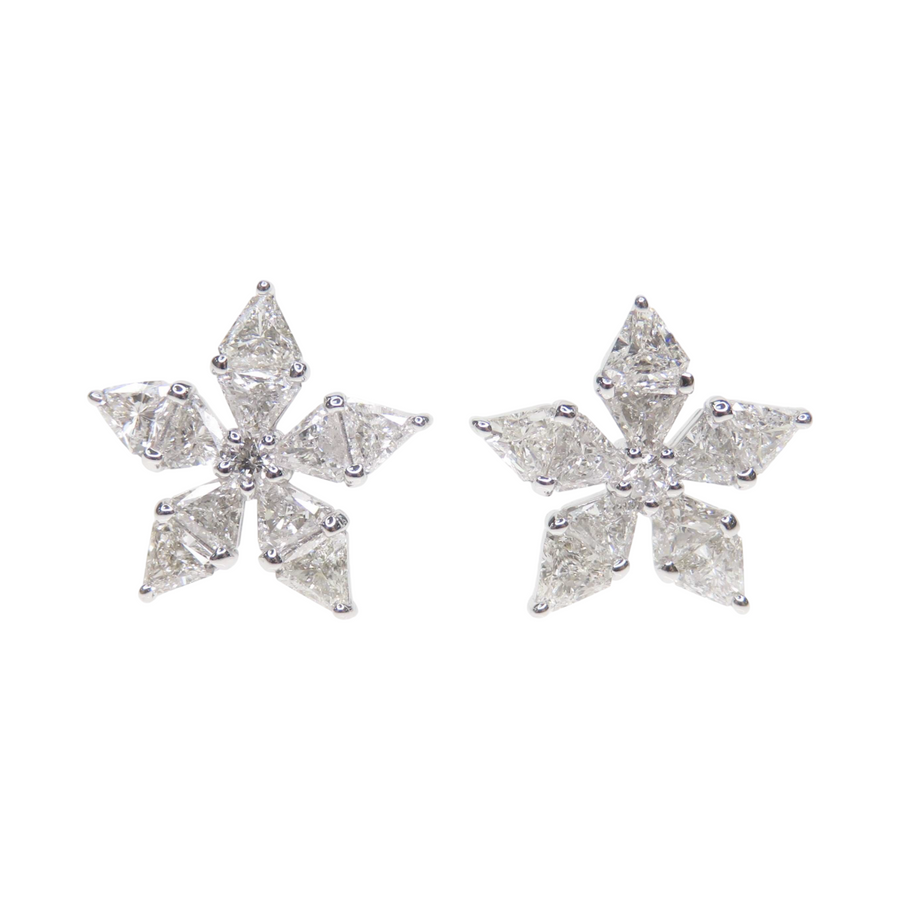 0.88ct Diamond 18K Gold Flower Earrings