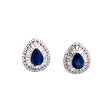 2.06ct Diamond Sapphire 14K Gold Pear Halo Earrings