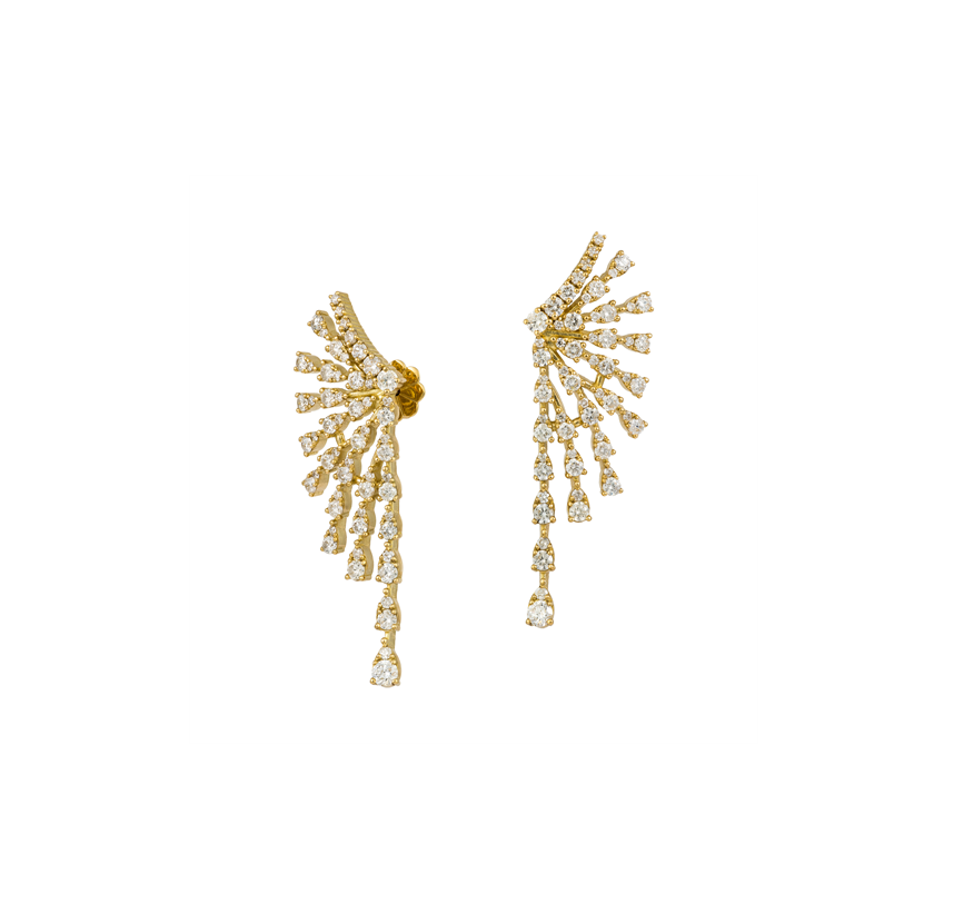 4.03ct Diamond 18K Gold Cascade Graduated Earrings