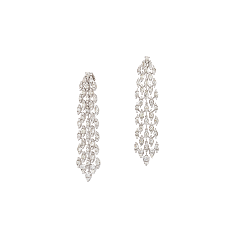 5.46ct Diamond 18K Gold Statement Cascade Earrings