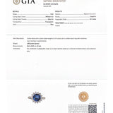 GIA 3.18ct Diamond Sri Lanka Sapphire Platinum Halo Ring