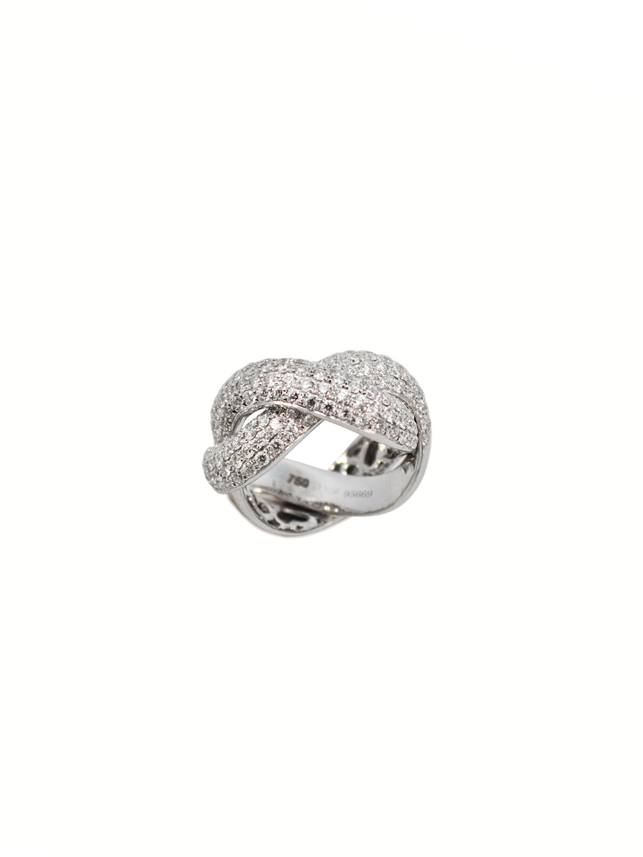 4.00ct Diamond 18K Gold Crossover Pave Cocktail Ring