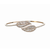 5.10ct Diamond 18K Gold Leaf Bangle Bracelet