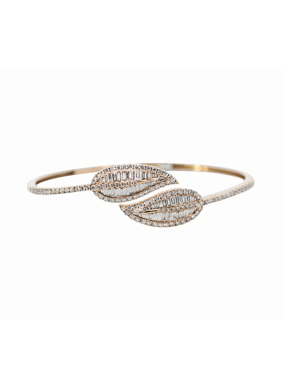 5.10cts Diamond 18K Gold Leaf Bangle Bracelet