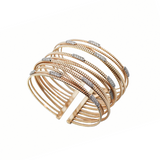 1.19ct Diamond 18K Gold Two Tone Multi Row Cuff Bracelet