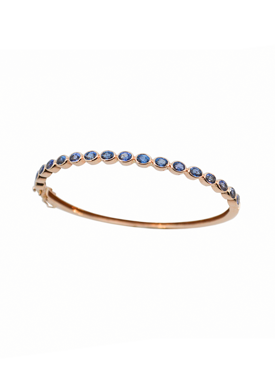 3.09ct Sapphire 14K Gold Bangle Bracelet