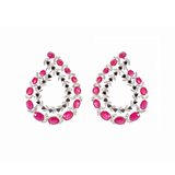 25.66ct Diamond Ruby 18K Gold Statement Earrings