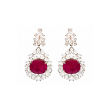 15.01ct Rose Cut Diamond Ruby 18K Gold Earrings