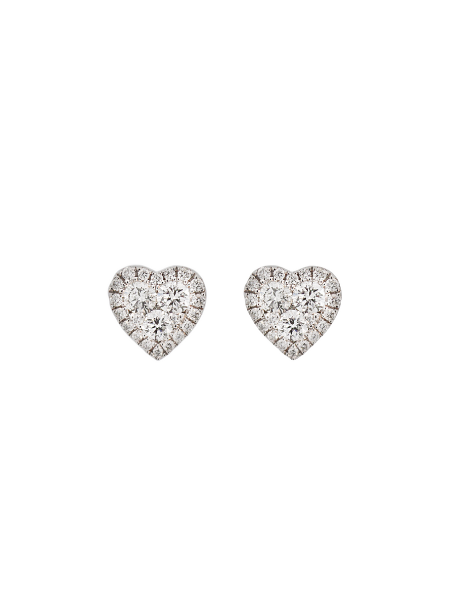 0.82ct Diamond 18K Gold Heart Stud Earrings
