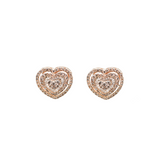 1.18ct Diamond 18K Gold Round Baguette Cut Heart Stud
