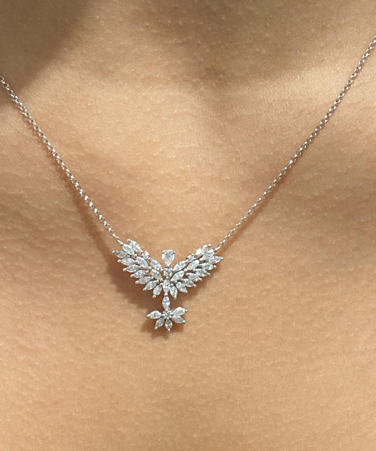 1.00ct Diamond 18K Gold Holy Spirit Cluster Pendant Chain Necklace