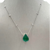 17.26ct Diamond Emerald 14K Gold Pear Cut Station Necklace