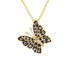 0.38ct Brown & White Diamond 14K Gold Butterfly Necklace