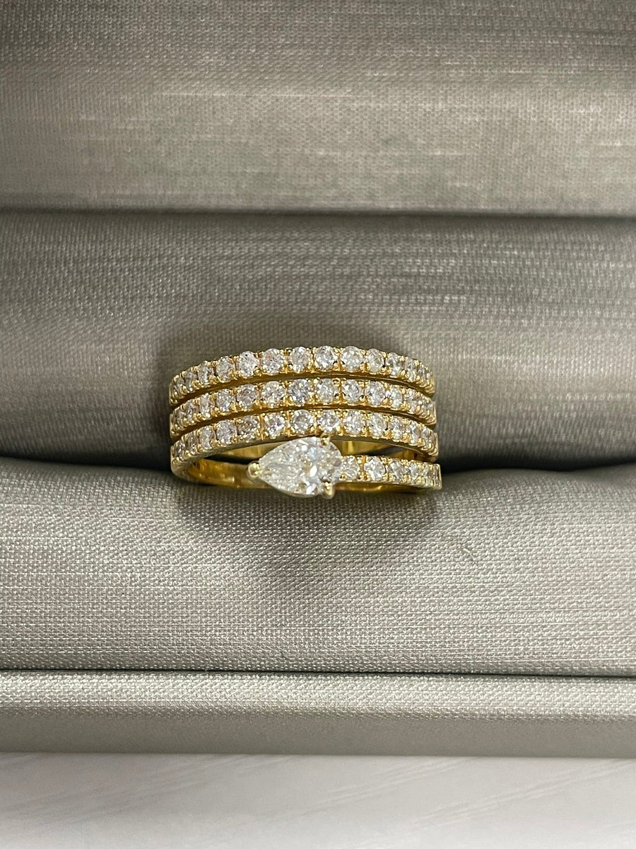 1.34ct Diamond 18K Gold Spiral Ring