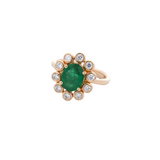 1.90ct Diamond Emerald 18K Gold Bezel Halo Ring