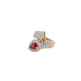 GIA 3.94ct Diamond Burma Ruby 18K Gold Arrow Bypass Ring