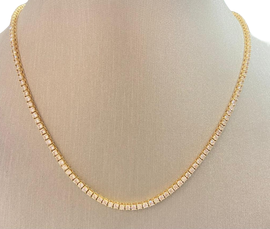 7.50ct Diamond 18K Gold Classic Tennis Necklace