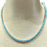 6.55ct Turquoise Diamond 14K Gold Tennis Necklace