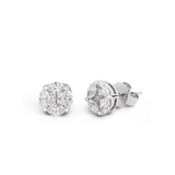 1.96ct Diamond 18K Gold Illusion Set Stud Earrings