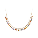19.03ct Diamond Multi Color Sapphire 18K Gold Floating Heart Necklace