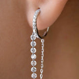 1.04ct Diamond 18K Gold Pave Double Huggie Diamond Chain Earrings
