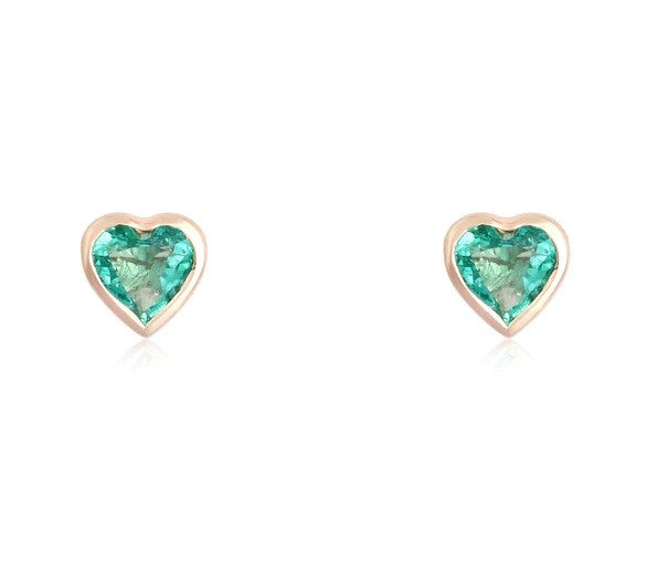 0.42cts Ruby 14K Gold Heart Stud Earrings