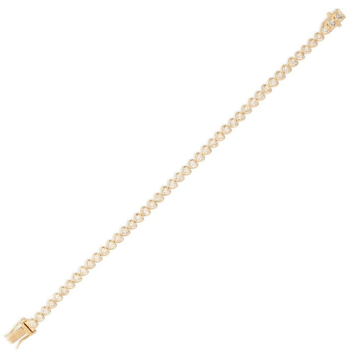 7.50ct Diamond 18K Gold Heart Bezel Tennis Bracelet