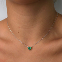 1.25ct Emerald 18K Gold Heart Solitaire Necklace
