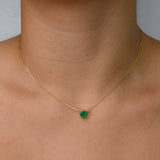 1.25ct Emerald 18K Gold Heart Solitaire Necklace