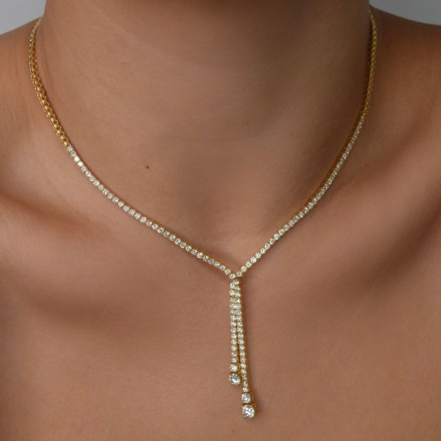 4.51cts Diamond 18K Gold Bow Tie Tennis Necklace