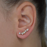 1.34ct Diamond 18K Gold Multishape Climber Earrings