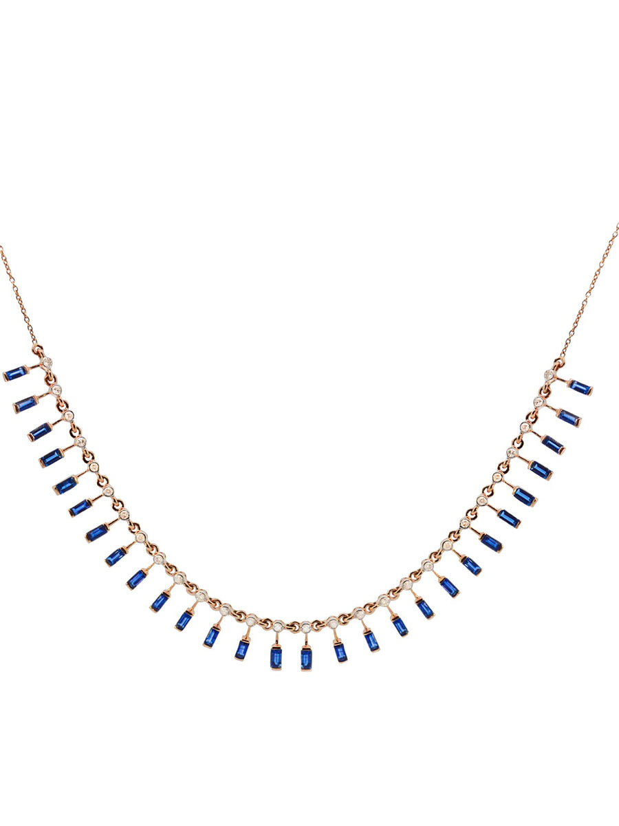 4.58cts Diamond Sapphire 14K Gold Floating Necklace
